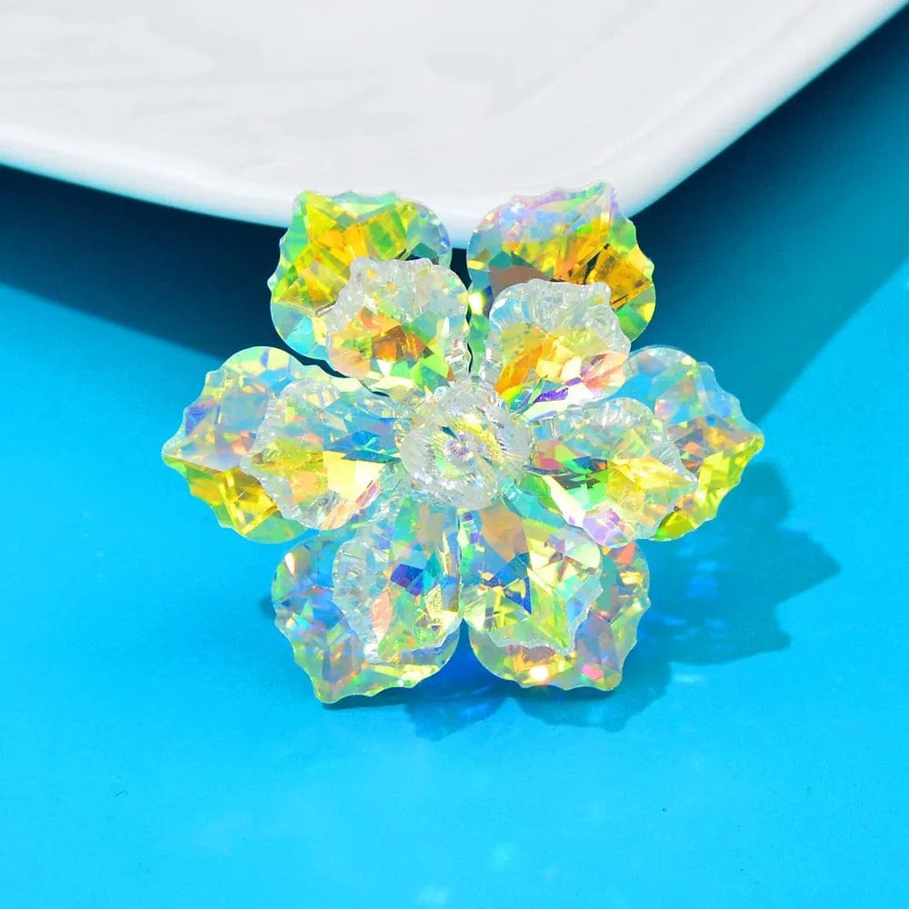 Fashion brooch / 2* / As shown in the figure Hot selling fashion custom gradient color women's high-end accessories crystal flower brooch fashion women's jewelry