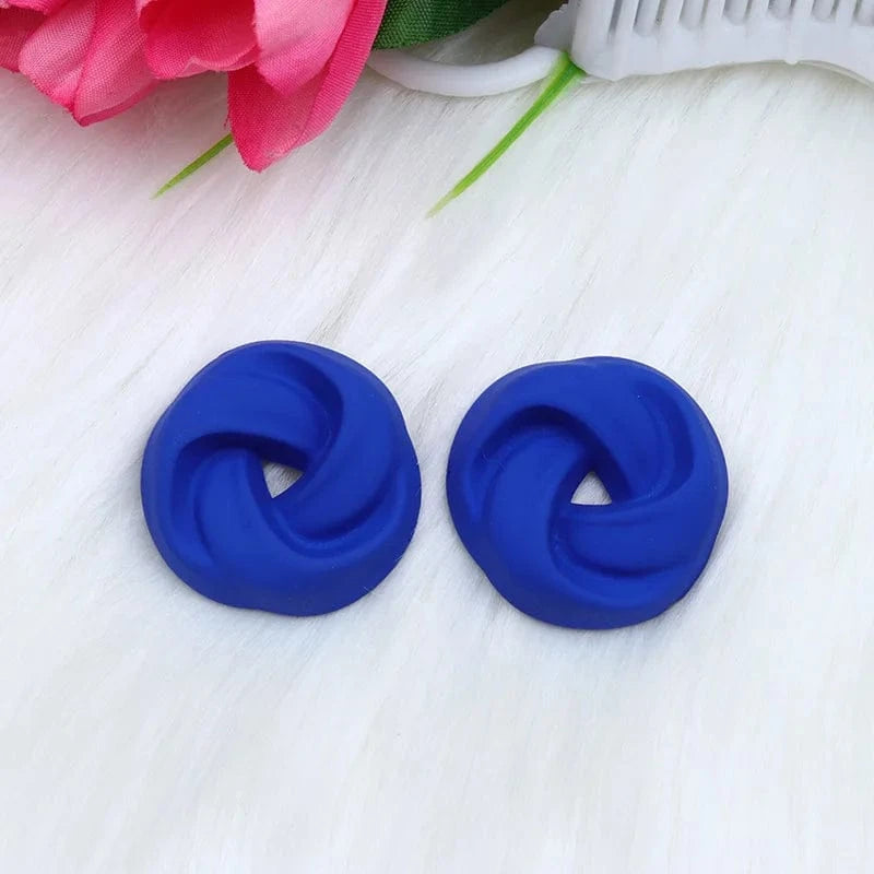 Fashion / C10 13 Macaroon Colors Korean Acrylic Round Twist Hoop Earrings for Women Matte Geometric Circle Stud Earrings Statement Jewelry