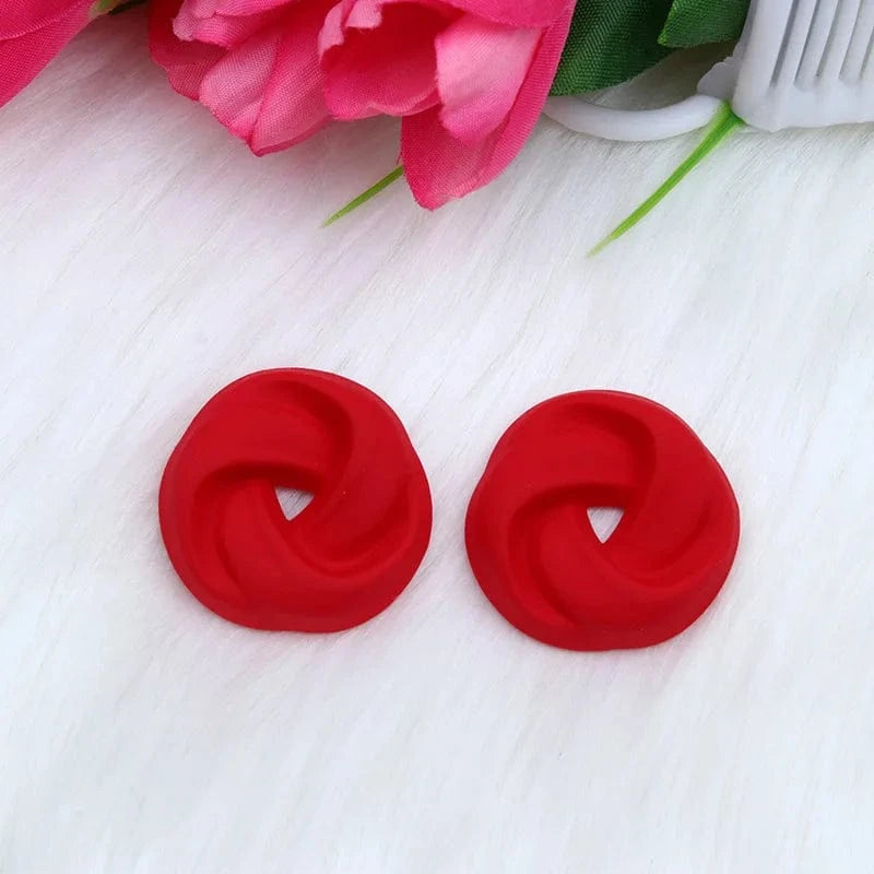 Fashion / C2 13 Macaroon Colors Korean Acrylic Round Twist Hoop Earrings for Women Matte Geometric Circle Stud Earrings Statement Jewelry