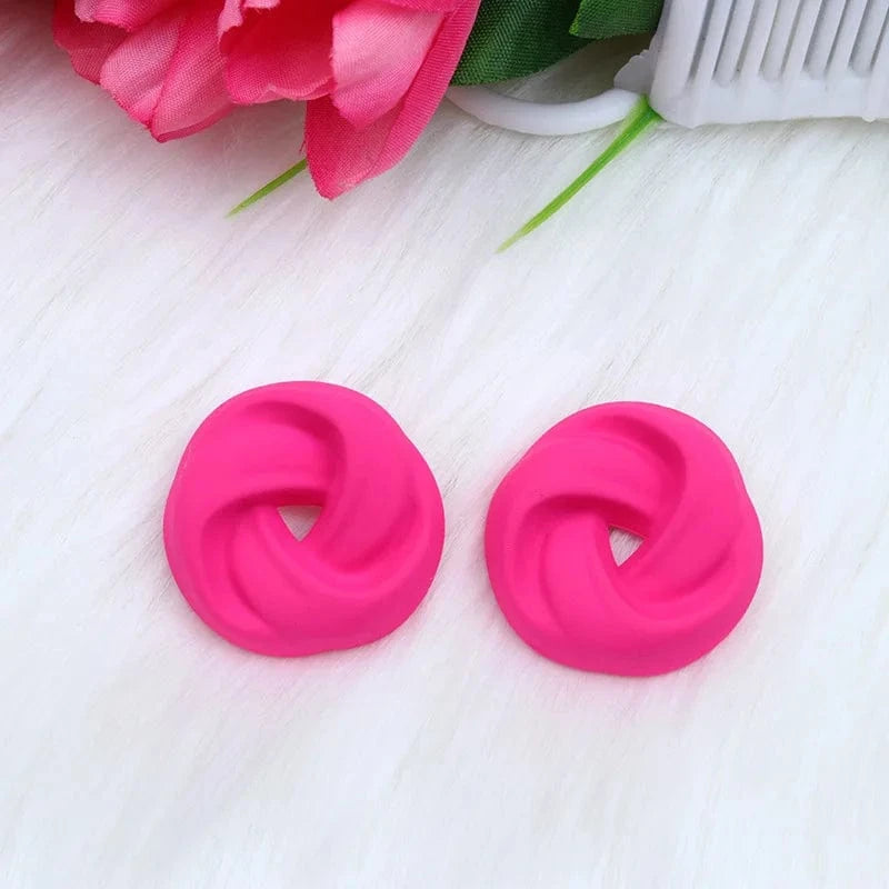 Fashion / C3 13 Macaroon Colors Korean Acrylic Round Twist Hoop Earrings for Women Matte Geometric Circle Stud Earrings Statement Jewelry