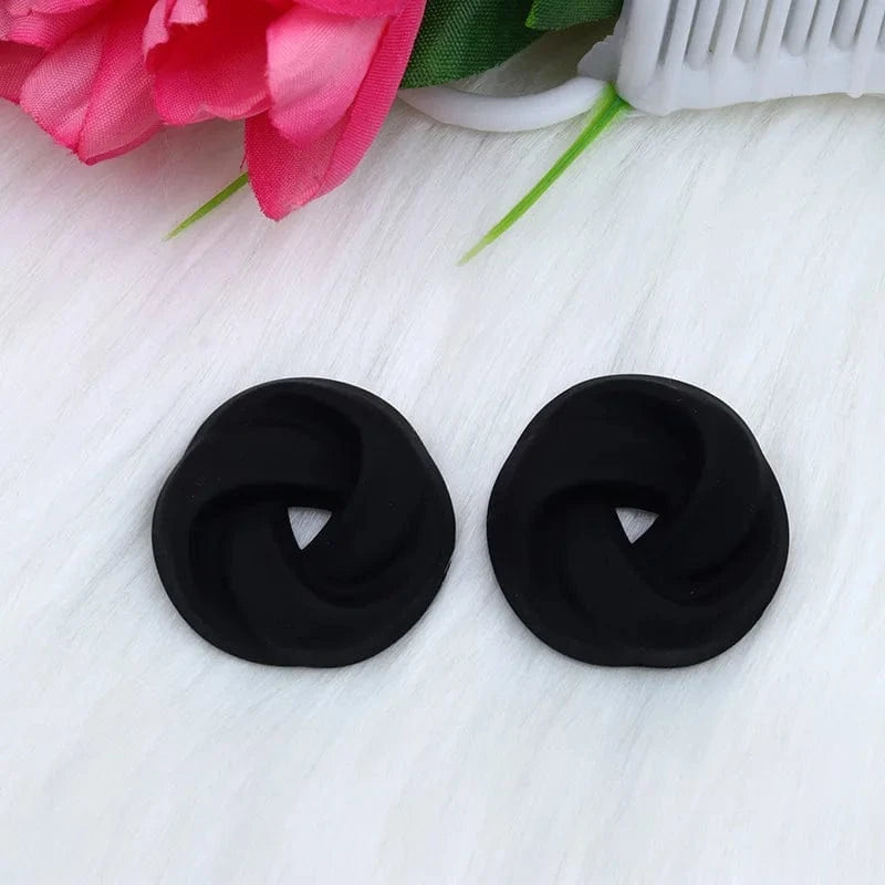 Fashion / C7 13 Macaroon Colors Korean Acrylic Round Twist Hoop Earrings for Women Matte Geometric Circle Stud Earrings Statement Jewelry