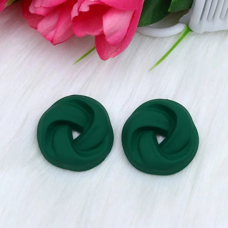 Fashion / C9 13 Macaroon Colors Korean Acrylic Round Twist Hoop Earrings for Women Matte Geometric Circle Stud Earrings Statement Jewelry