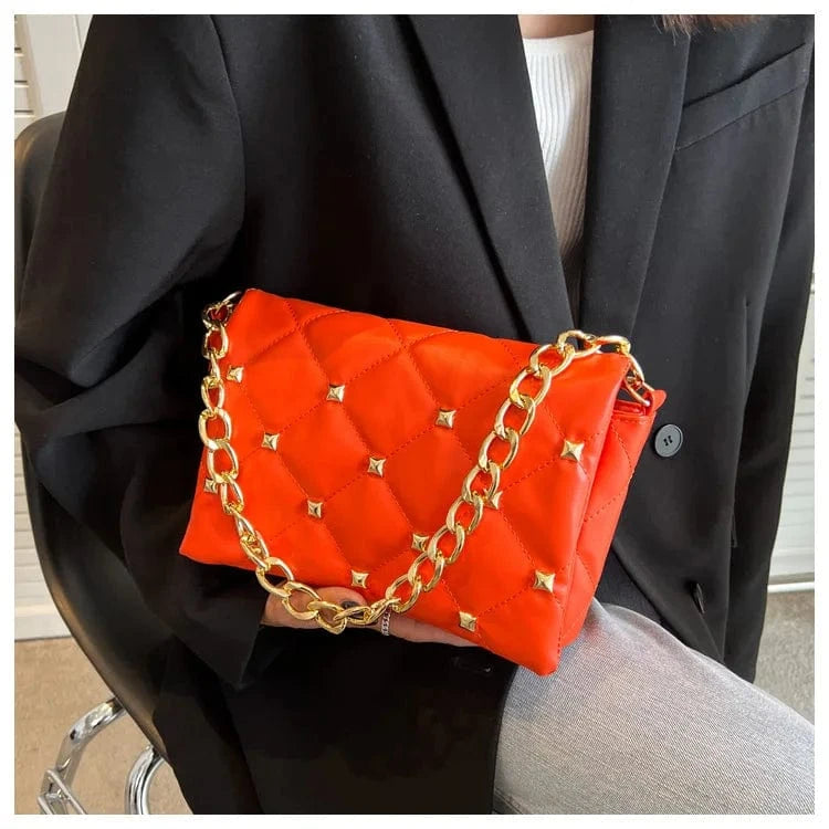 Fashion Chain Women Shoulder Messenger Bags Casual Ladies Quilted Crossbody Purse Handbags with Rivet