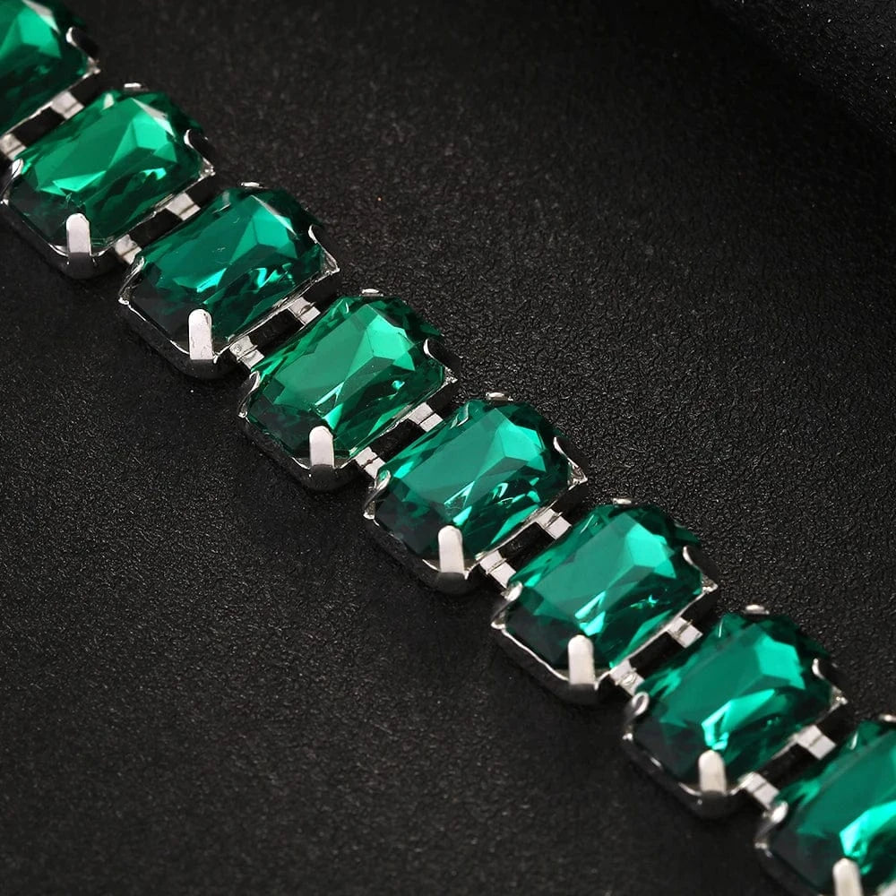 Fashion Charm Layered Geometric Green Rhinestone Waist Chain Jewelry For Women Sexy Party Gifts Belly Belt Body Chain Wholesale