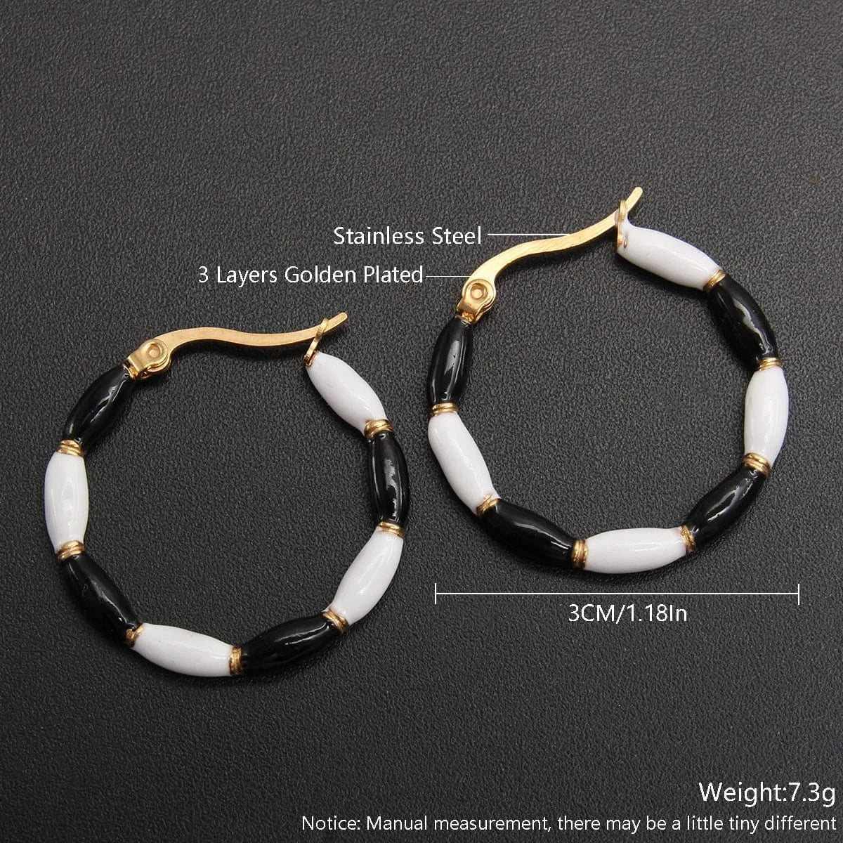 Fashion Contrast Color Round Enamel Hoop Earrings Statement 18K Gold Plated Earrings Stainless Steel Women Luxury Jewelry Gift
