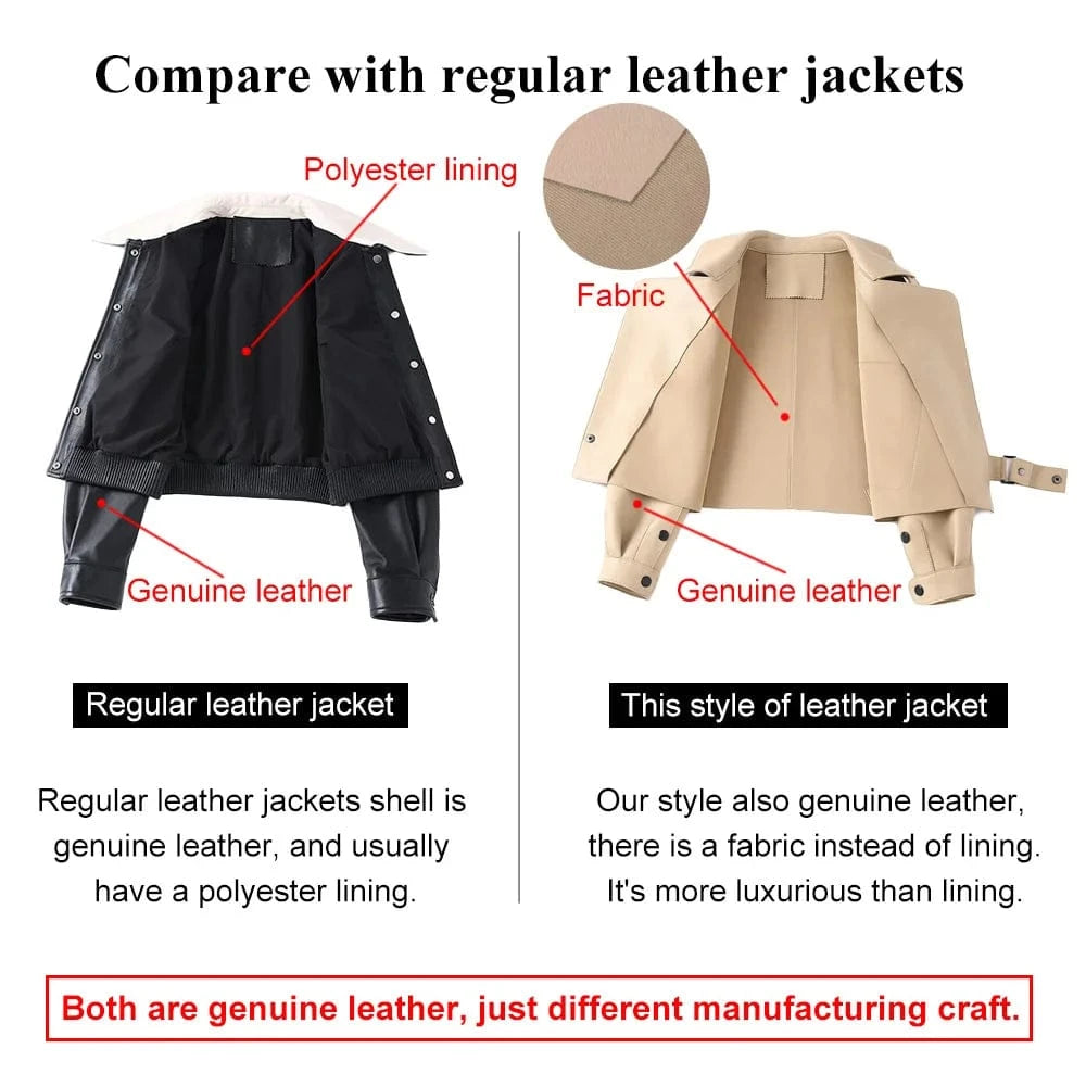 Fashion Design Crop Leather Bomber Jacket Real Leather Jacket  Motorcycle Jacket Coat