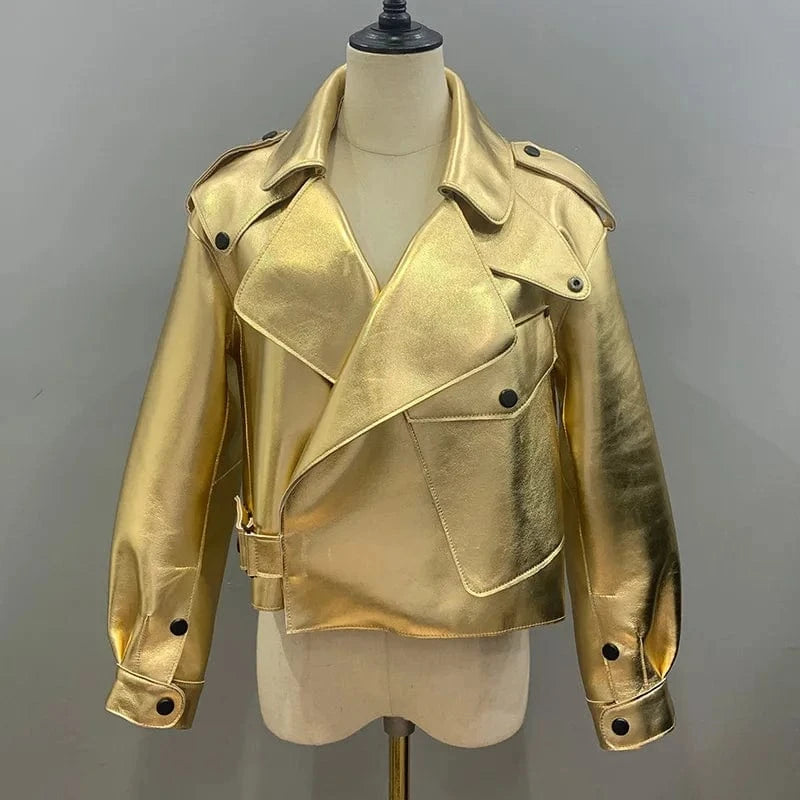 Fashion Design Crop Leather Bomber Jacket Real Leather Jacket  Motorcycle Jacket Coat