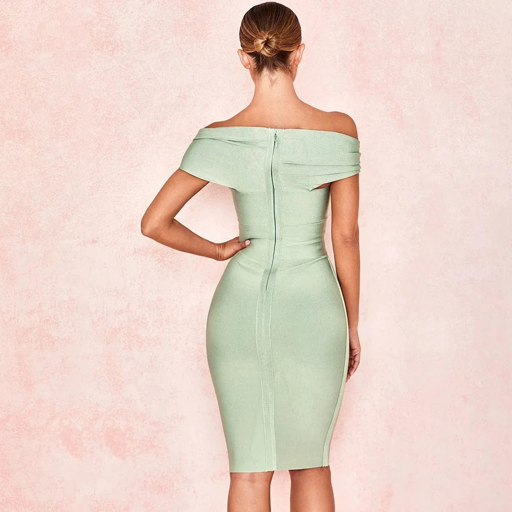 Fashion Design Women Elegant Solid Color Diamond Dress Sleeveless Bodycon Backless Zipper One Shoulder Party Dress