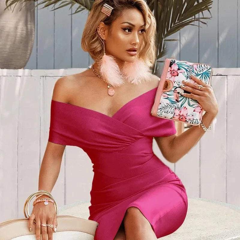 Fashion Design Women Elegant Solid Color Diamond Dress Sleeveless Bodycon Backless Zipper One Shoulder Party Dress