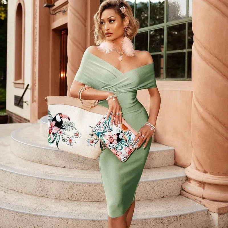 Fashion Design Women Elegant Solid Color Diamond Dress Sleeveless Bodycon Backless Zipper One Shoulder Party Dress