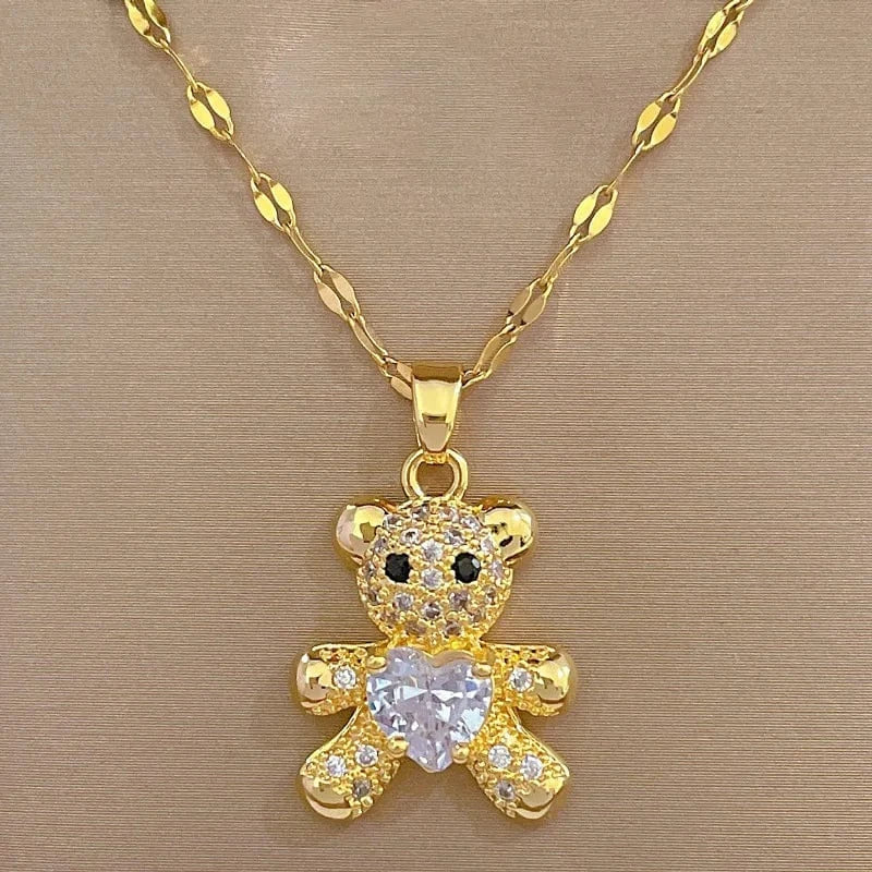 Fashion Diamond 18k Plated Bear Zircon Fashion Jewelry Set Wedding Party Jewelry Sets for Women