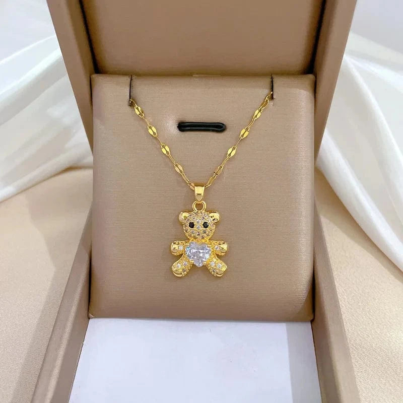 Fashion Diamond 18k Plated Bear Zircon Fashion Jewelry Set Wedding Party Jewelry Sets for Women