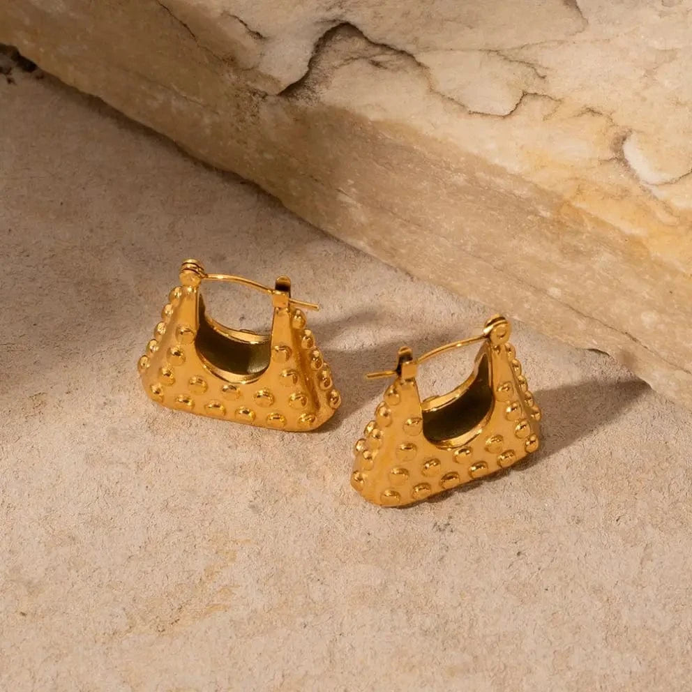 Fashion / E1947 E1947 PVD Tarnish Free Stainless Steel Parcel Earrings Bag Shape Women Luxury Jewelry Set