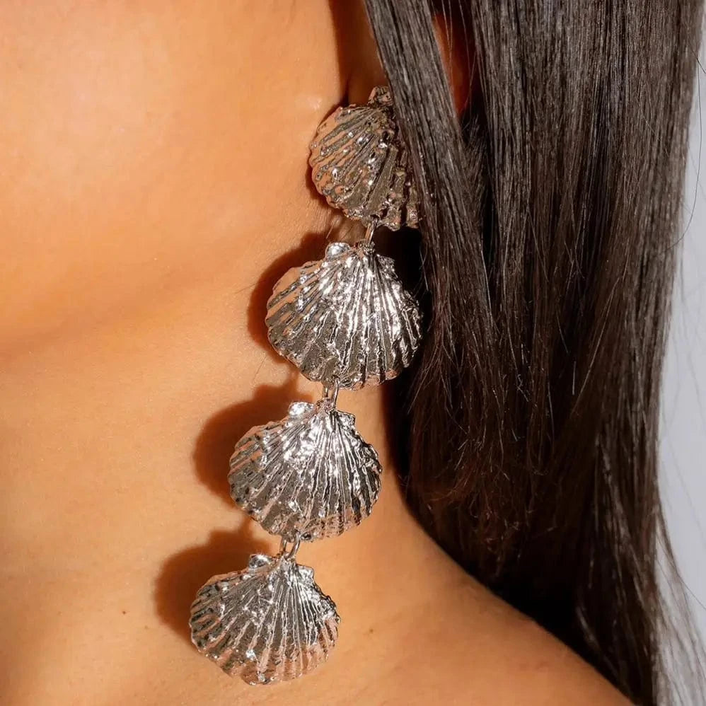 Fashion / E1973 E1973 Pvd Tarnish Free Stainless Steel Shell Earring Minimalist Gold Plated Luxury Trendy Jewelry Earrings