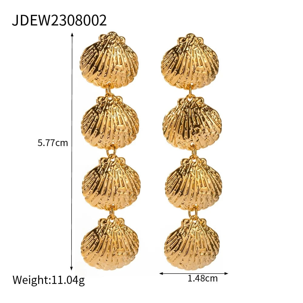 Fashion / E1973 E1973 Pvd Tarnish Free Stainless Steel Shell Earring Minimalist Gold Plated Luxury Trendy Jewelry Earrings