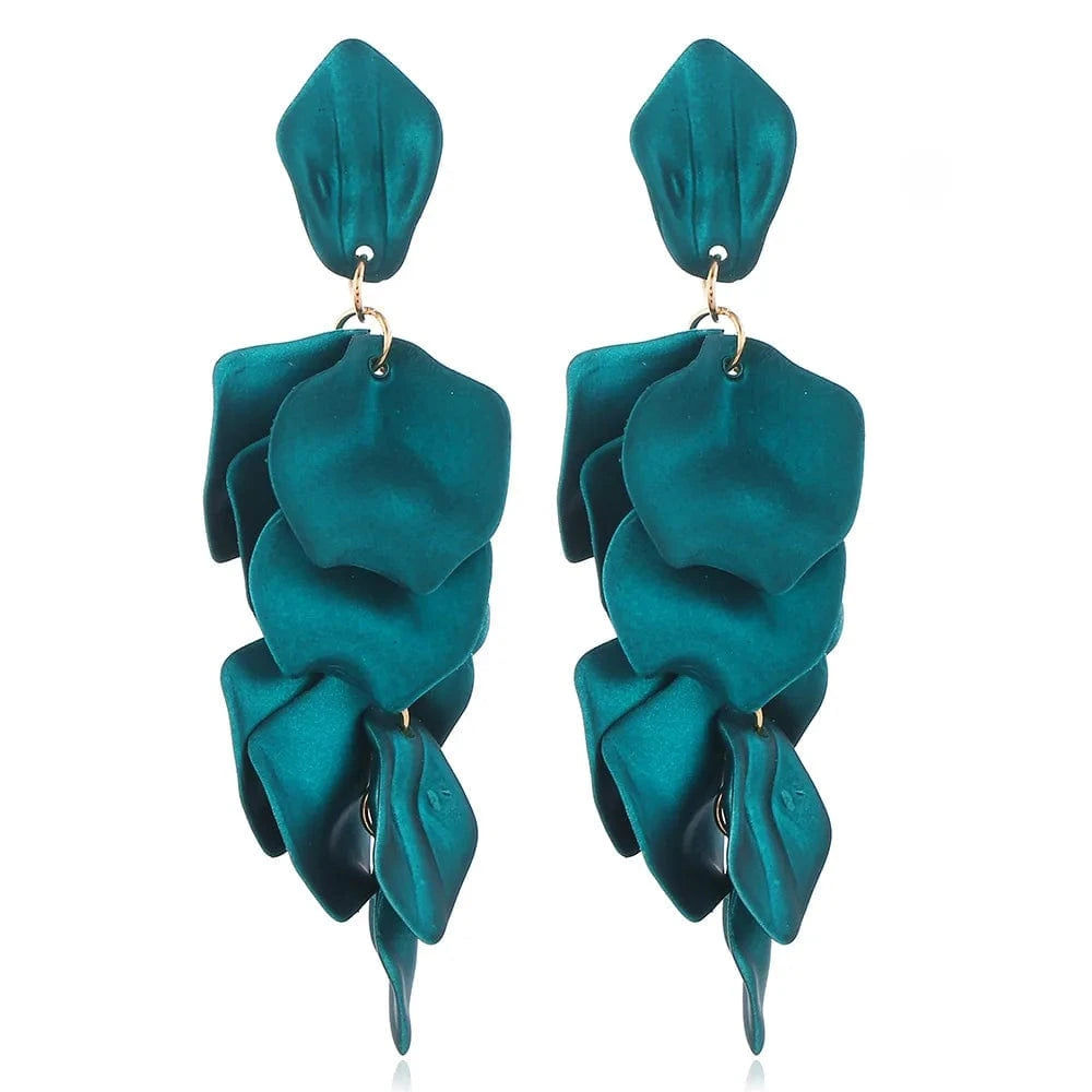 Fashion Exaggeration Creative Long Rose Petal Pendant Earrings Ladies Everything Creative Long Jewelry Earrings