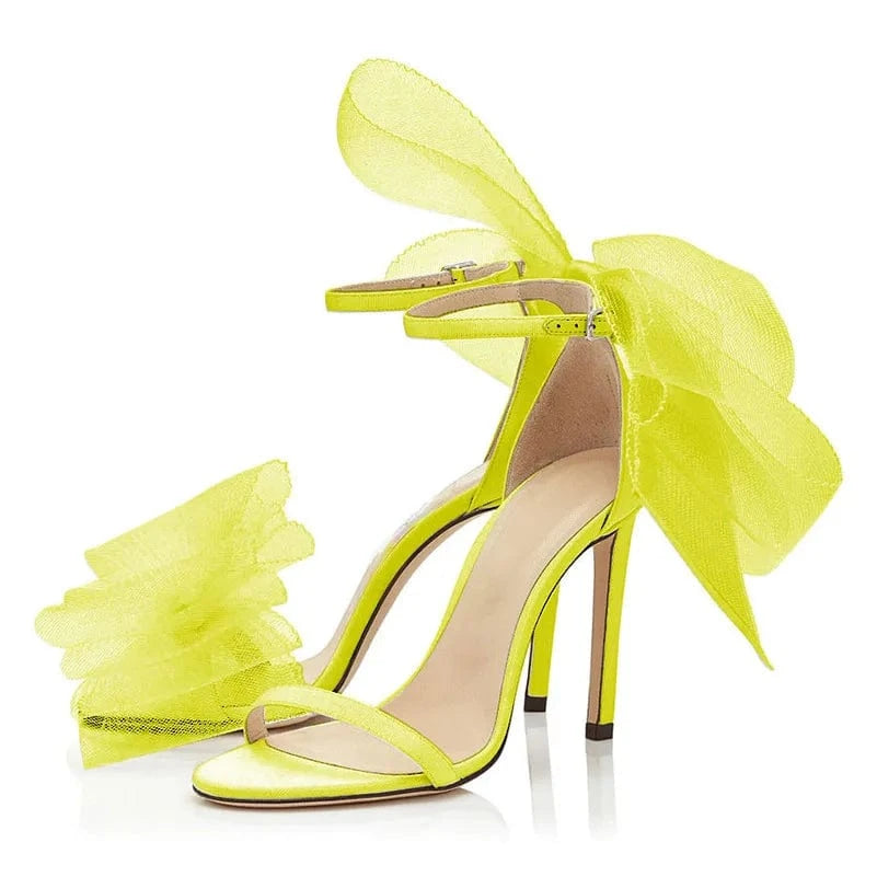 Fashion Feather Bow Sandals Women High Thin Heeled Sandal Ladies Summer Pumps Party Wedding Shoes 2022