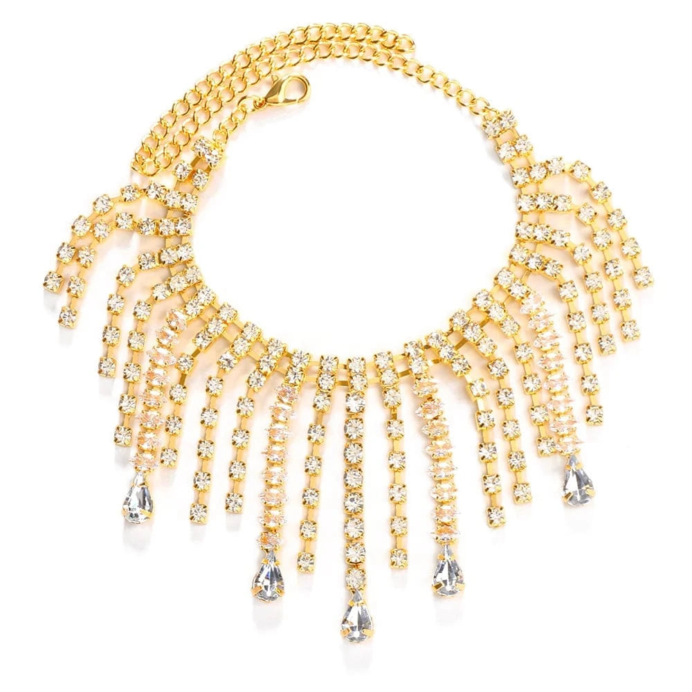 fashion / Gold 1 Pieces New Tassel Anklet Rhinestone Foot Ornament Fashion Tassel Anklets Girl Gift Foot Jewelry