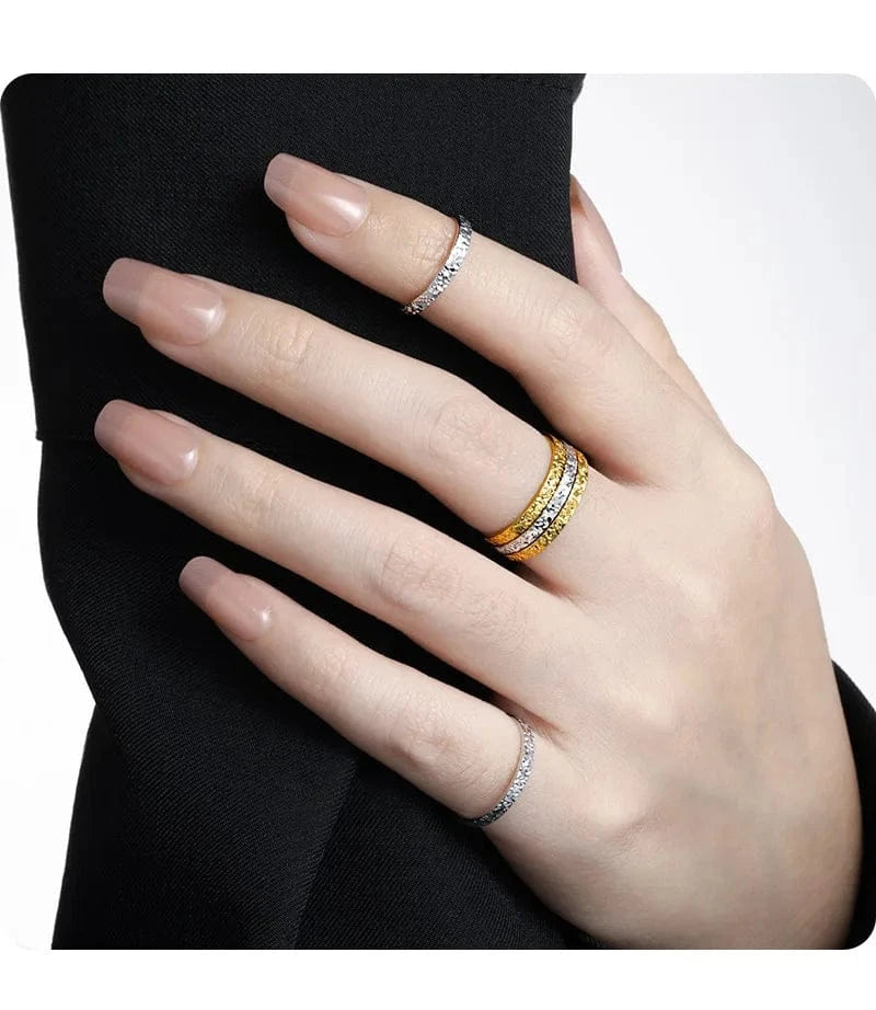 Fashion jewelry 925 silver rings for women 18K gold plated 925 sterling silver fragmented sparkling ring jewelry wholesale