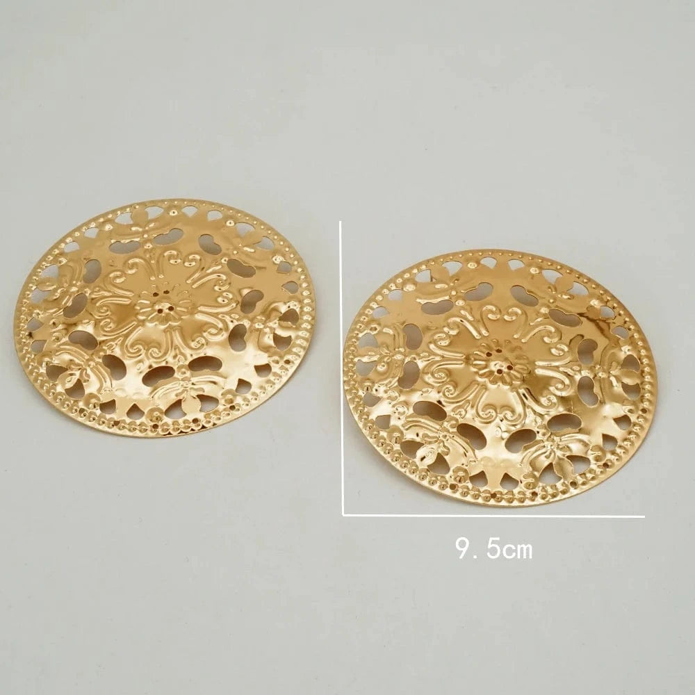Fashion Jewelry Big Gold Color Round Geometric Earrings Dangle Drop Earrings For Women African Wedding Party Gifts