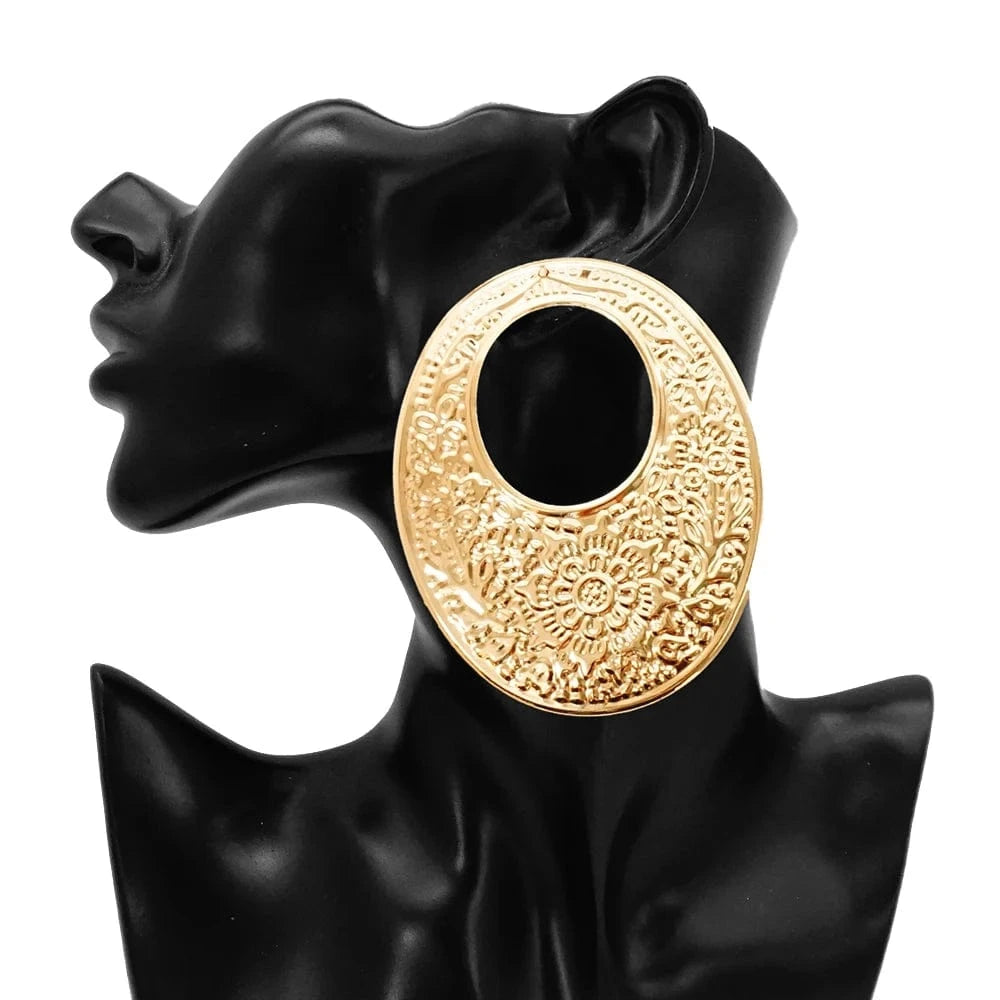 Fashion Jewelry Big Gold Color Round Geometric Earrings Dangle Drop Earrings For Women African Wedding Party Gifts