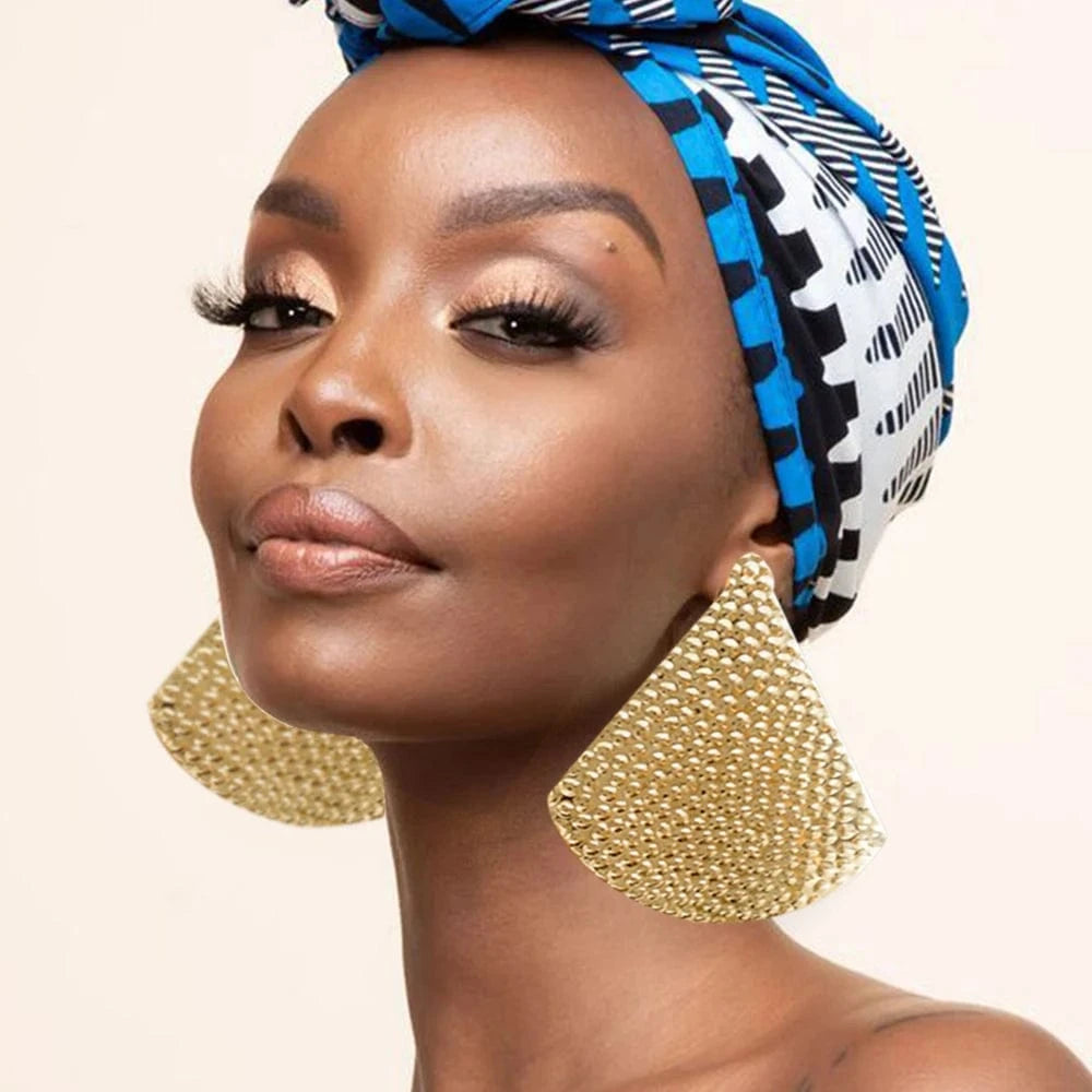 Fashion Jewelry Big Gold Color Round Geometric Earrings Dangle Drop Earrings For Women African Wedding Party Gifts