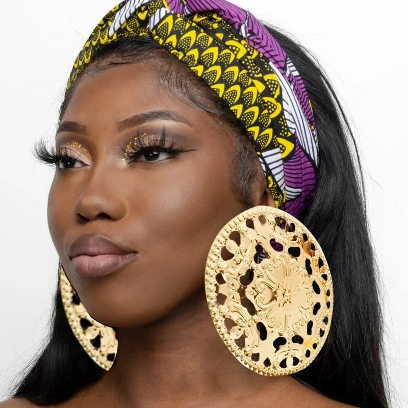 Fashion Jewelry Big Gold Color Round Geometric Earrings Dangle Drop Earrings For Women African Wedding Party Gifts