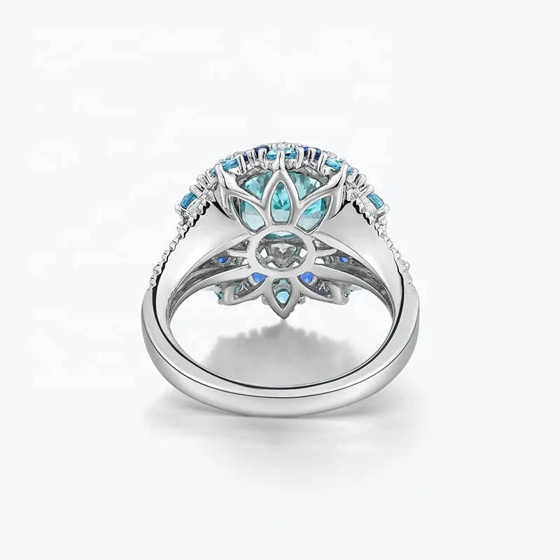 Fashion Jewelry Halo Rings Cushion 8MM Synthetic Paraiba Rings 925 Silver Plated Platinum 2.5 Carat Gemstone Jewelry Women