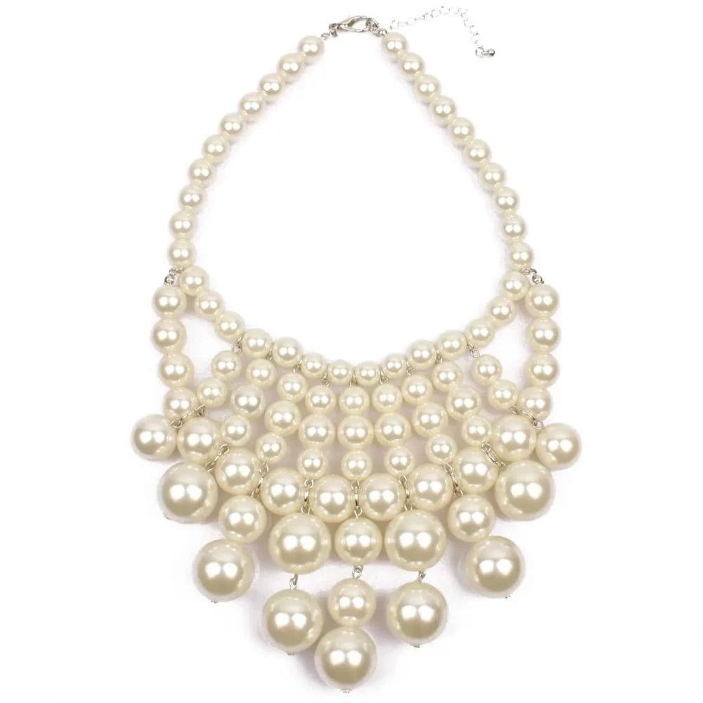 fashion jewelry necklaces / Color 1 Celebrity Style Exaggerated Necklace Simple Imitation Pearl Statement Jewelry Necklace