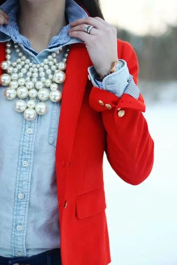fashion jewelry necklaces / Color 1 Celebrity Style Exaggerated Necklace Simple Imitation Pearl Statement Jewelry Necklace