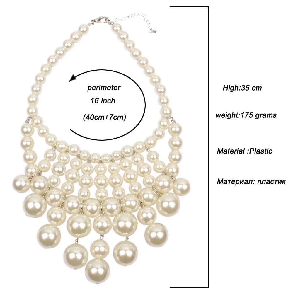 fashion jewelry necklaces / Color 1 Celebrity Style Exaggerated Necklace Simple Imitation Pearl Statement Jewelry Necklace