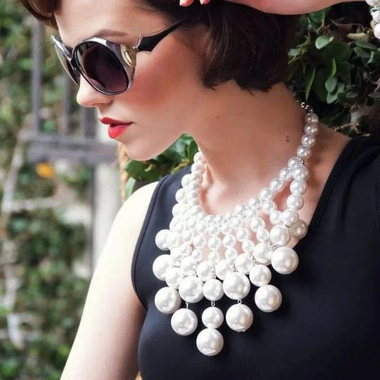 fashion jewelry necklaces / Color 1 Celebrity Style Exaggerated Necklace Simple  Imitation Pearl Statement Jewelry Necklace