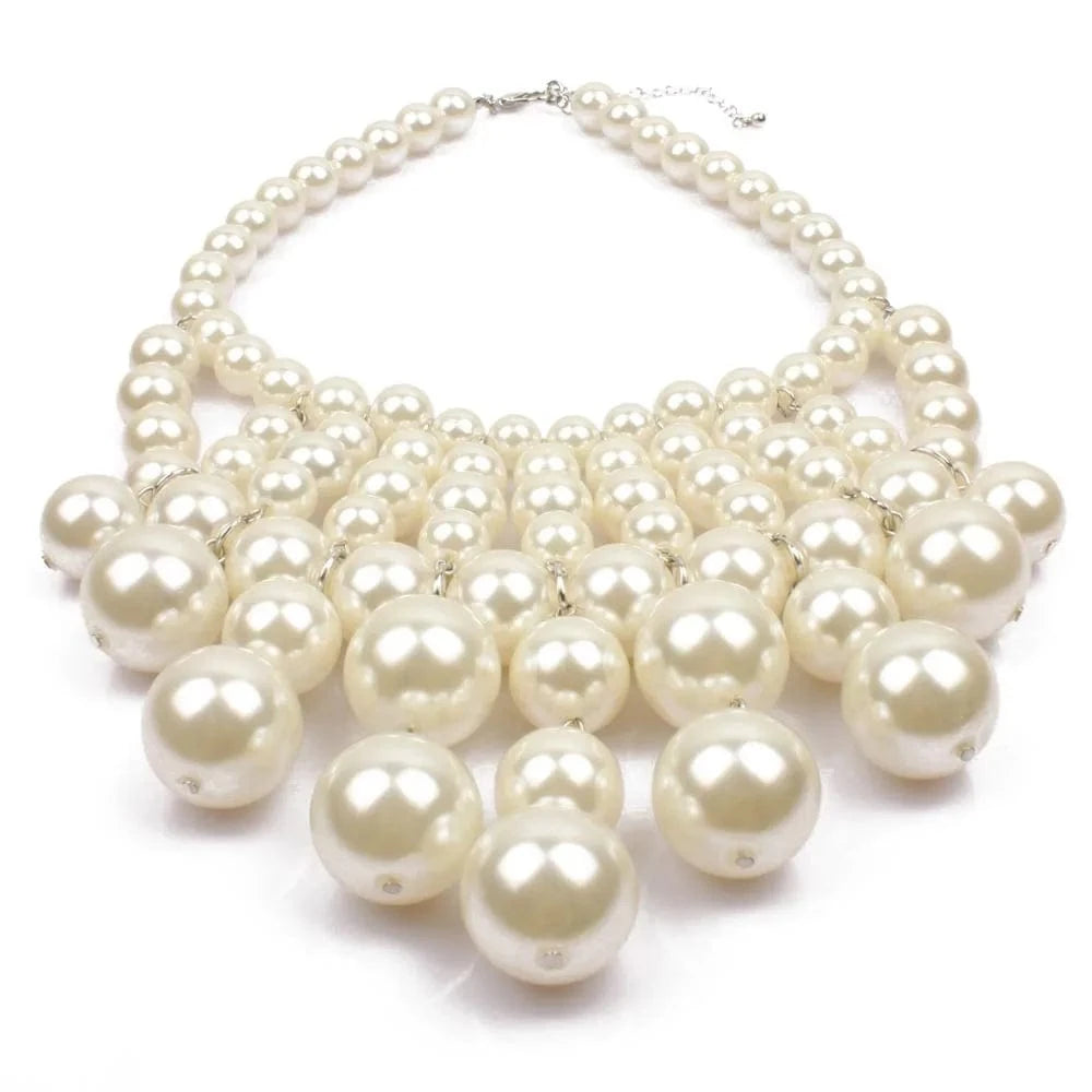fashion jewelry necklaces / Color 1 Celebrity Style Exaggerated Necklace Simple Imitation Pearl Statement Jewelry Necklace