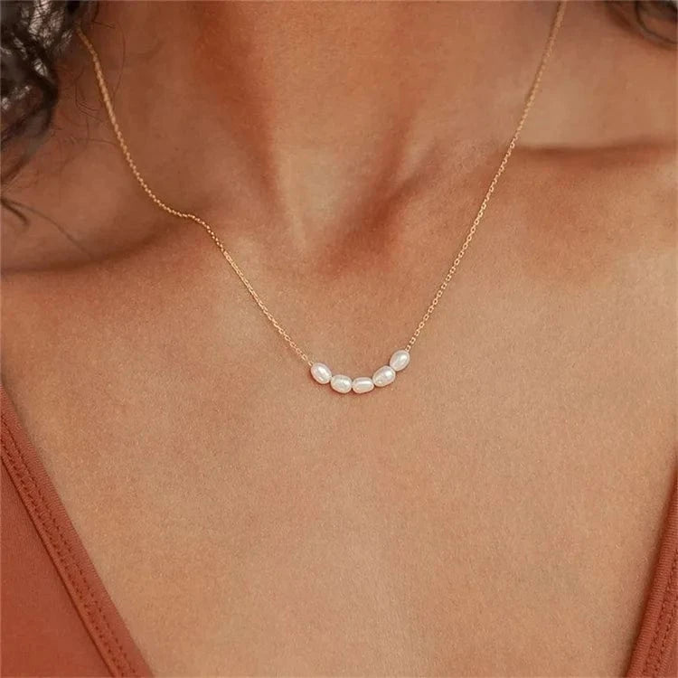 Fashion Korean Party Jewelry Irregular Baroque Pearl Beads Stainless Steel Clavicle Necklace