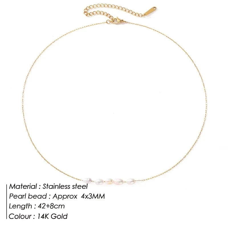 Fashion Korean Party Jewelry Irregular Baroque Pearl Beads Stainless Steel Clavicle Necklace