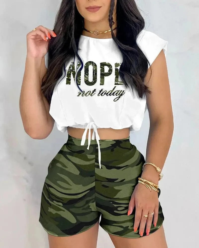Fashion Ladies Summer Casual Classic Sleeveless Womens Clothing Crop Top Jogger Sweatsuit 2 Two Piece Short Set For Women Suit