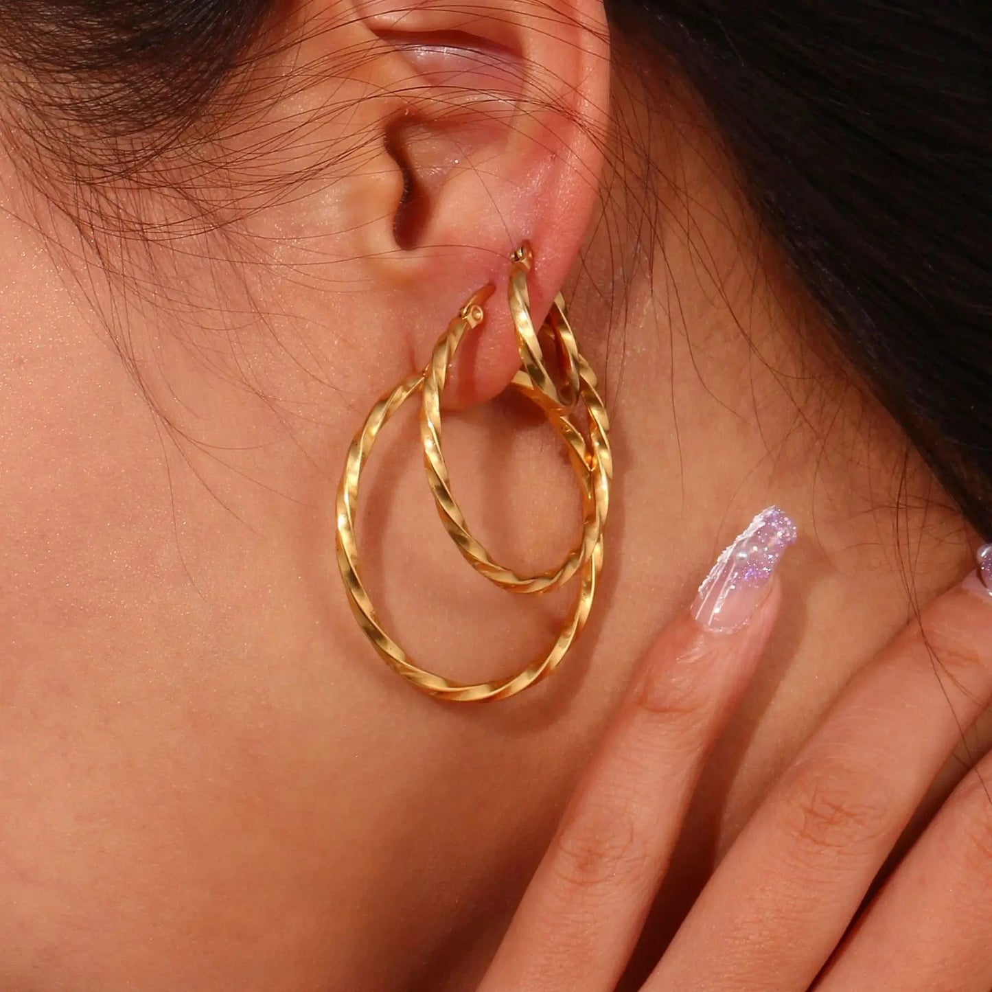 Fashion Large Earrings For Women Big Circle Earrings Gold Plated Stainless Steel Hoop Earring 40mm 35mm 20mm Jewelry