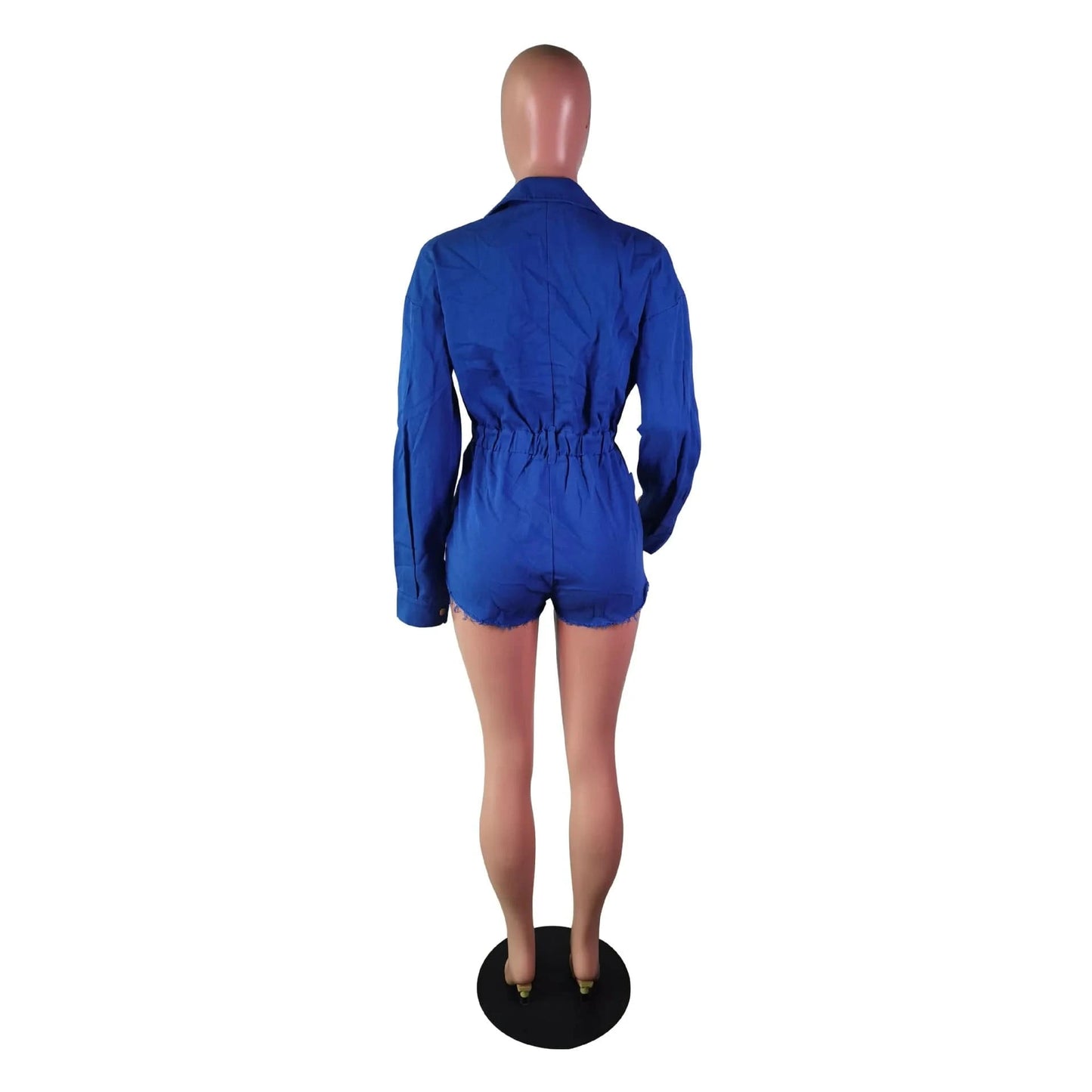 Fashion Long Sleeve Denim jumpsuit Women Fall Winter Casual Cute Girls Romper Ladies One Piece Blue Jean Short Romper Pocket