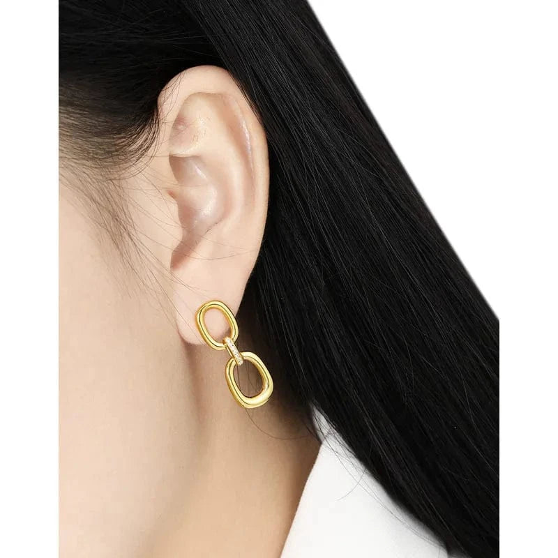 Fashion New 925 Sterling Silver Oval Round Long CZ Zircon Stud Earrings For Girls Party Gifts Jewelry