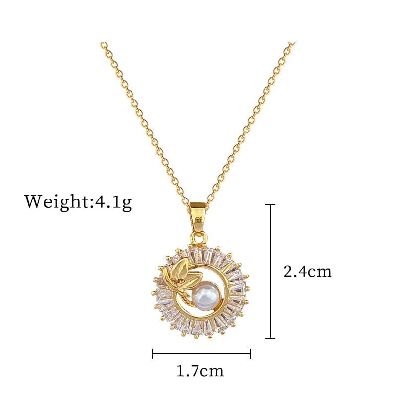 Fashion  New Stainless Steel Jewelry 18k Gold Necklace Pendant and Studs Earrings Jewelry Sets