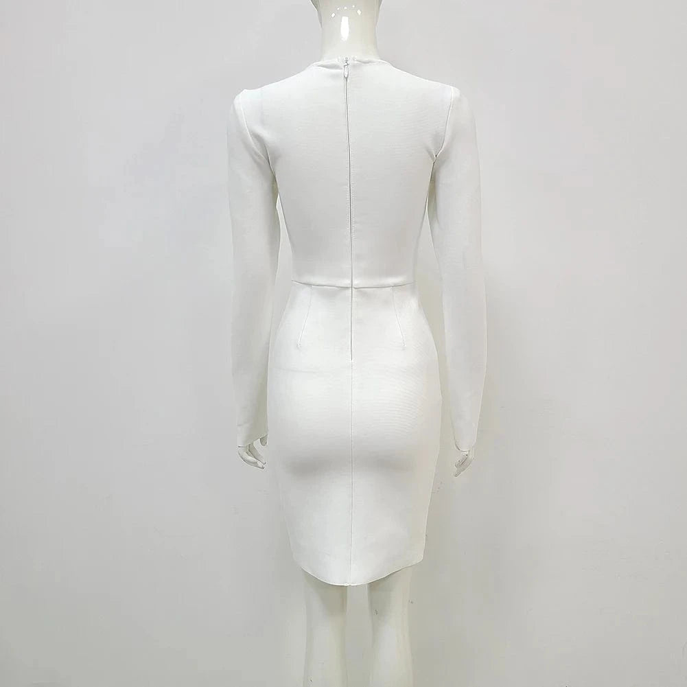 Fashion Party Clothing Celebrity Runway Long Sleeve White Evening Dresses