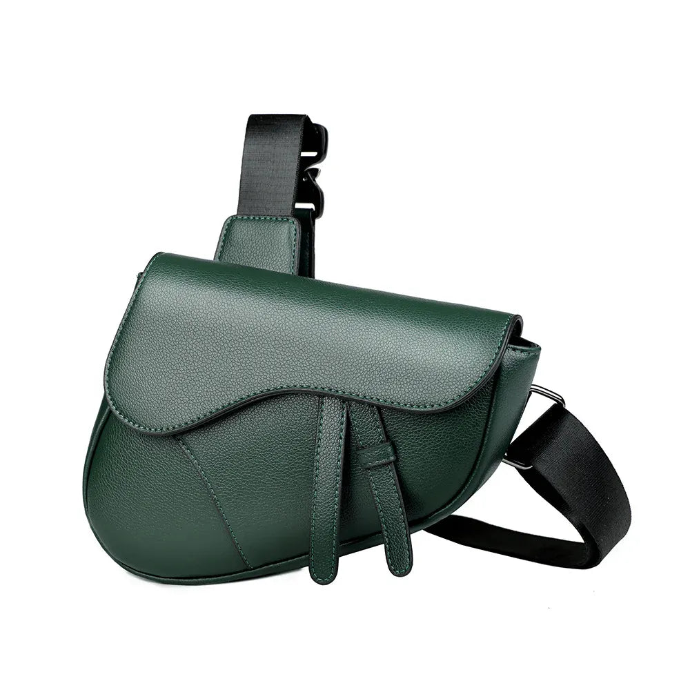 Fashion Saddle Shoulder Bag High Quality Leather Texture Simple Versatile Solid Color Messenger Bag Chest Bag Men's Shoulder Bag - SN Wigs & More