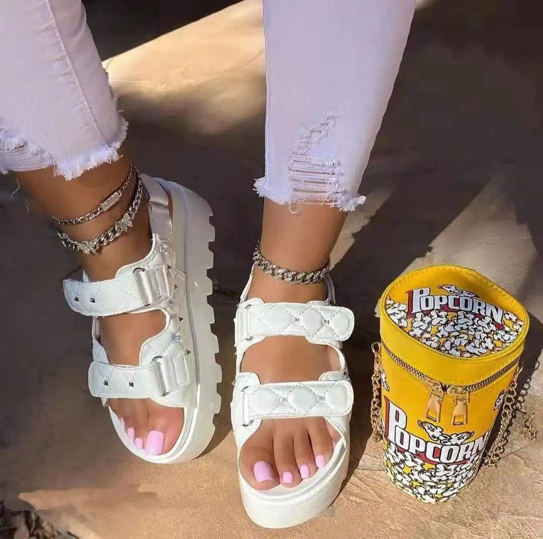 Fashion Sexy Platform Sandals Women Flat Slippers Casual Shoes women hand bags set