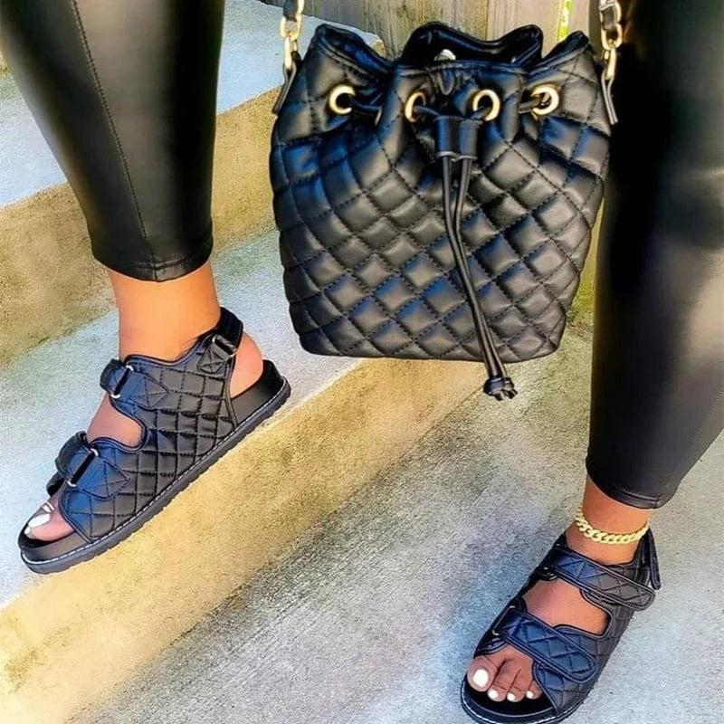 Fashion Sexy Platform Sandals Women Flat Slippers Casual Shoes women hand bags set