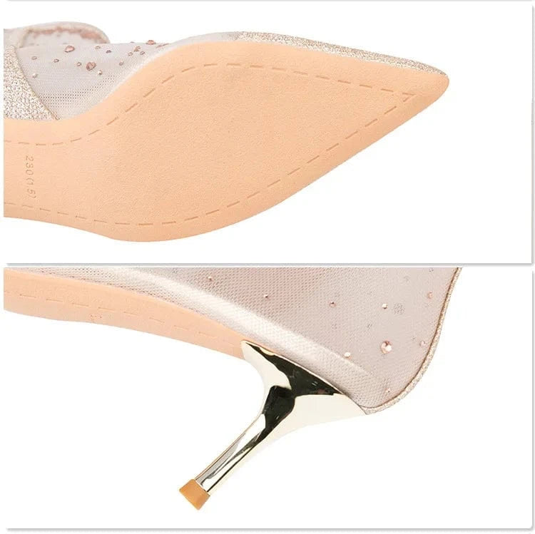 Fashion sexy women's boots stiletto high heels women's shoes rhinestone pointed toe fashion boots mesh all-match short boots