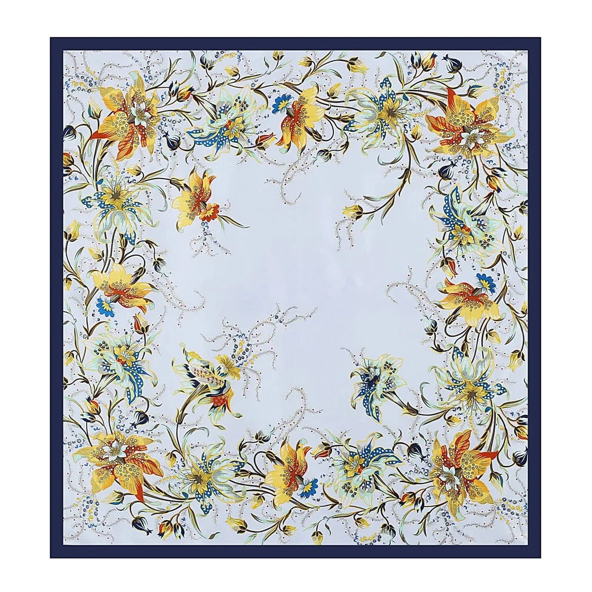Fashion simple garden style floral flower professional women's square scarf imitation silk scarf scarf gift