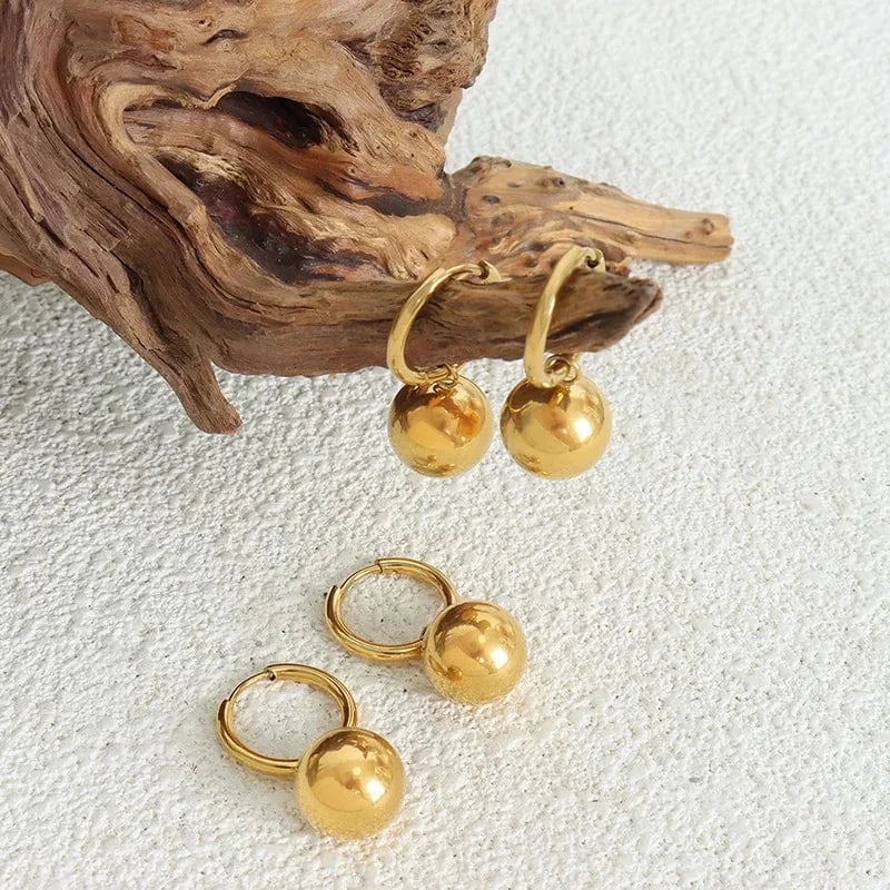 Fashion Steel Bead Pendant Box Chain Stainless Steel 18K Gold Plated Jewelry Set