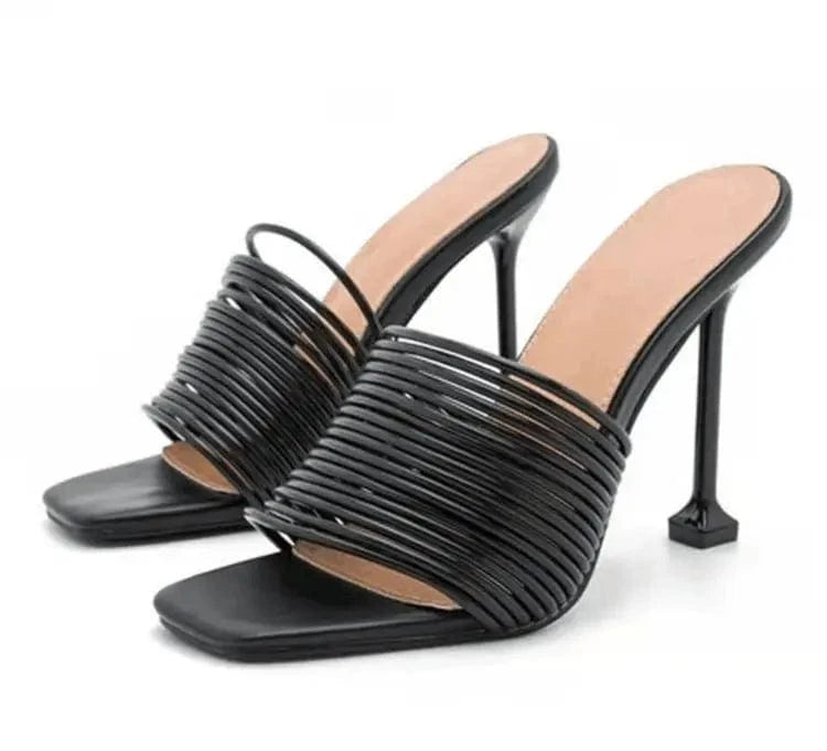 Fashion Summer High Thin Heel Women Sandals Square Toe Party Dress Shoes Ankle Strap High Heeled Sandals Sexy