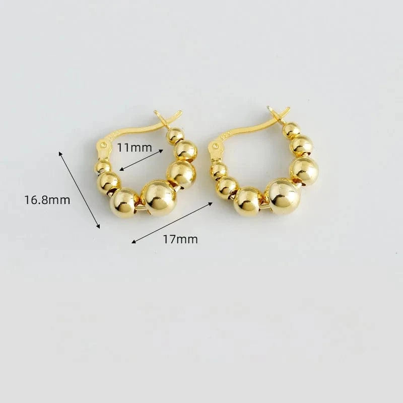 Fashion Summer Jewelry 925 Sterling Silver Small Big Glossy Round Ball Hoop Earrings For Women Gifts