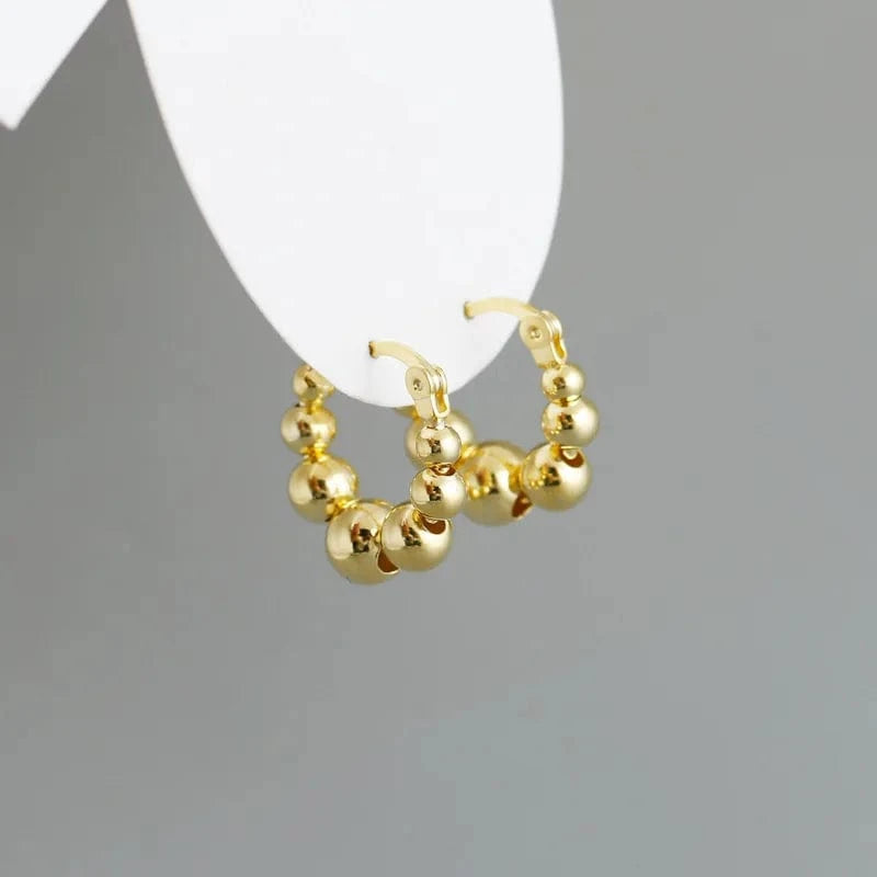 Fashion Summer Jewelry 925 Sterling Silver Small Big Glossy Round Ball Hoop Earrings For Women Gifts